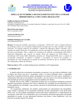 simula&ccedil;&atilde;o num&eacute;rica do escoamento em uma cavidade