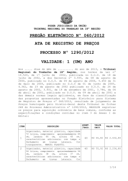 preg&atilde;o eletr&ocirc;nico n&ordm; 060/2012 ata de registro de pre&ccedil;os processo n&ordm;