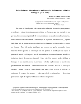 Poder Pol&iacute;tico e Administra&ccedil;&atilde;o na Forma&ccedil;&atilde;o do Complexo Atl&acirc;ntico