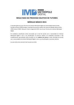 resultado do processo seletivo de tutores m&oacute;dulo b&aacute;sico 2015