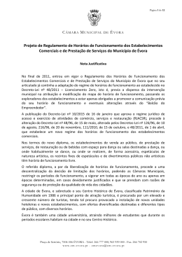 Projeto de Regulamento de Hor&aacute;rios de Funcionamento dos