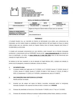 EDITAL DE PREG&Atilde;O ELETR&Ocirc;NICO SRP PROCESSO N&ordm; PREG&Atilde;O