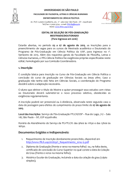 Edital de Sele&ccedil;&atilde;o Mestrado e Doutorado