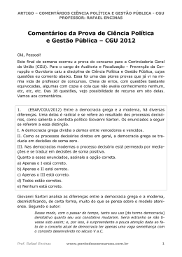 Comentários da Prova de Ciência Política e Gestão Pública – CGU