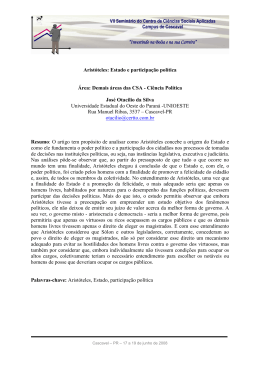 Arist&oacute;teles: Estado e participa&ccedil;&atilde;o pol&iacute;tica &Aacute;rea: Demais