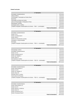 Grade Curricular: 1&ordm; Semestre Atividades Complementares 60 horas