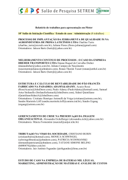 Aprovados para apresenta&ccedil;&atilde;o em forma de p&ocirc;ster, Sal&atilde;o