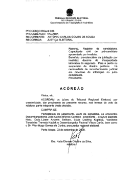 processo RCand 316 - Tribunal Regional Eleitoral do Rio Grande