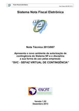 Nota T&eacute;cnica 2013.007 - SVC - Portal da Nota Fiscal Eletr&ocirc;nica