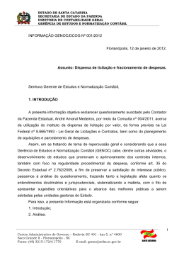 Dispensa de licita&ccedil;&atilde;o e fracionamento de despesas