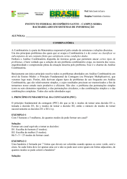 Resumo sobre t&eacute;cnicas de contagem e exerc&iacute;cios