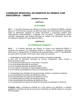 Regimento CMDPD - Prefeitura Municipal de Florianópolis