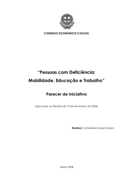 “Pessoas com Deficiência: Mobilidade, Educação e Trabalho”