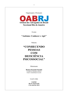 &ldquo;CONHECENDO PESSOAS COM DEFICI&Ecirc;NCIA