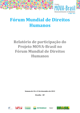 1. Participantes no F&oacute;rum Mundial de Direitos Humanos