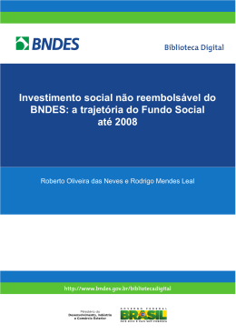 Investimento social n&atilde;o reembols&aacute;vel do BNDES: a trajet&oacute;ria do