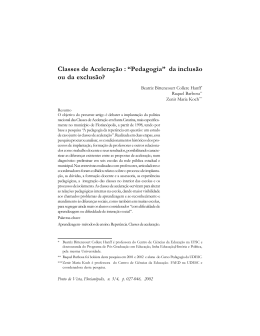 Classes de Aceleração : “Pedagogia” da inclusão ou da exclusão?