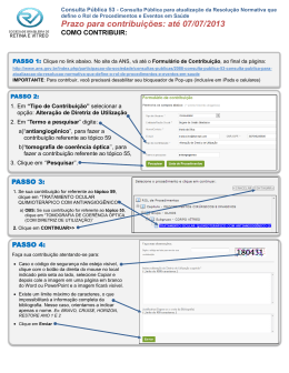 Prazo para contribui&ccedil;&otilde;es: at&eacute; 07/07/2013