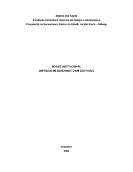 DOSSI&Ecirc; &ndash; Empresas de Saneamento em S&atilde;o Paulo