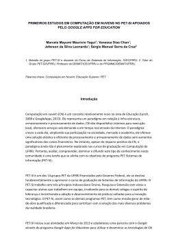 PRIMEIROS ESTUDOS EM COMPUTA&Ccedil;&Atilde;O EM NUVENS NO
