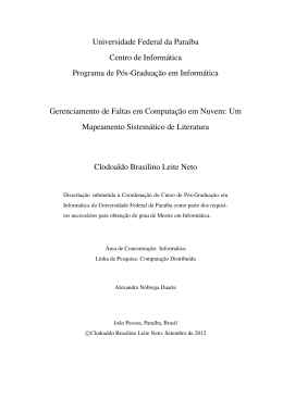 Gerenciamento de Faltas em Computa&ldquo;&permil;o em Nuvem: Um