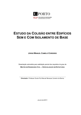 estudo da colis&atilde;o entre edif&iacute;cios sem e com isolamento de base