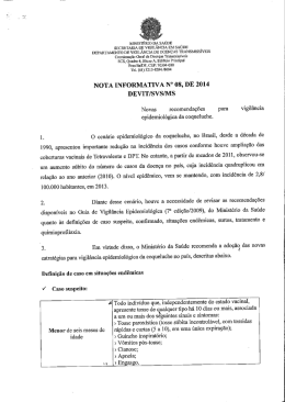 Novas recomenda&ccedil;&otilde;es para VE da Coqueluche