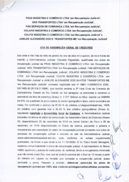 FRAS IND&Uacute;STRIA E COM&Eacute;RCIO LTDA `em Recupera&ccedil;&atilde;o Judicial