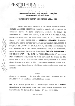 ALTERA&Ccedil;&Atilde;O CONTRATUAL DA EMPRESA CARBOX INDUSTRIA