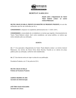 Link do Regulamento - Secretaria de Cultura de Presidente Prudente