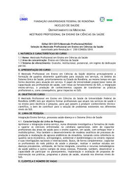 Edital 2015 - Mestrado Profissional em Ensino em Ci&ecirc;ncias da Sa&uacute;de