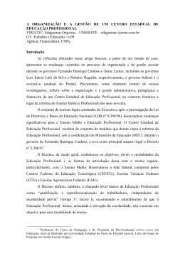 A ORGANIZA&Ccedil;&Atilde;O E A GEST&Atilde;O DE UM CENTRO ESTADUAL DE