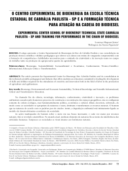 o centro experimental de bioenergia da escola técnica