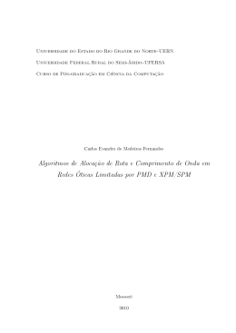 Algoritmos de Aloca&ccedil;&atilde;o de Rota e Comprimento de Onda em Redes