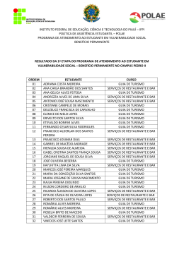 Resultado - 1&ordf; etapa - Instituto Federal de Educa&ccedil;&atilde;o, Ci&ecirc;ncia e