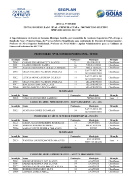 Resultado Final - Primeira Etapa