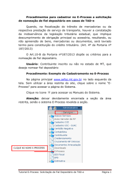 Procedimentos para cadastrar no E-Process a solicitação de