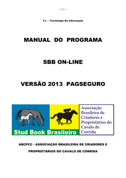 MANUAL DO PROGRAMA SBB ON-LINE VERSÃO 2013