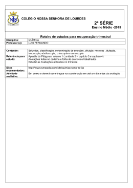 Qu&iacute;mica - 2&ordf; S&eacute;rie - Col&eacute;gio Lourdinas