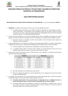 Edital PMP/FAPEMS 010/2015 - Prefeitura Municipal de Paranaíba