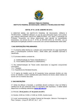 2.1 Antes de efetuar a inscrição, o candidato deverá conhecer o teor