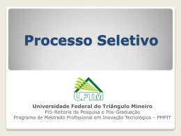 Processo Seletivo e Matr&iacute;cula