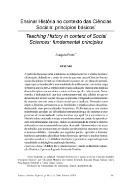 Ensinar História no contexto das Ciências Sociais: princípios