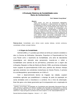 A Evolu&ccedil;&atilde;o Hist&oacute;rica da Contabilidade como