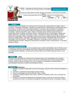 Ementa Caracteriza&ccedil;&atilde;o da Sociologia como ci&ecirc;ncia social