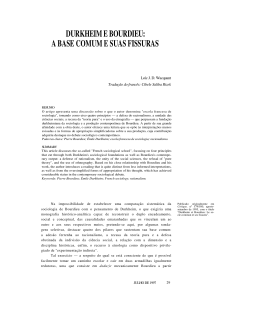 DURKHEIM E BOURDIEU: A BASE COMUM E SUAS FISSURAS