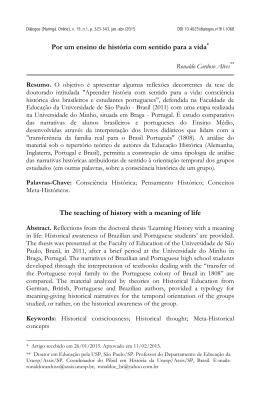 Por um ensino de hist&oacute;ria com sentido para a vida* The teaching of