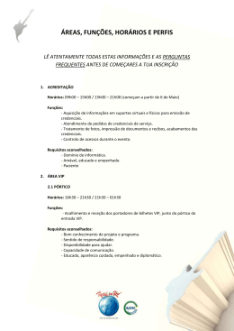 &Aacute;REAS, FUN&Ccedil;&Otilde;ES, HOR&Aacute;RIOS E PERFIS