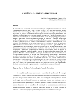 A DOC&Ecirc;NCIA E A DEC&Ecirc;NCIA PROFISSIONAL