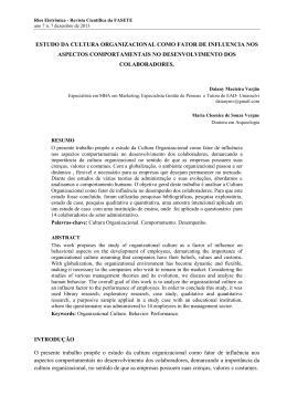 estudo da cultura organizacional como fator de influencia nos